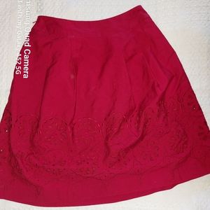 Ann Taylor Loft Sz.0p Red eyelet A-line skirt